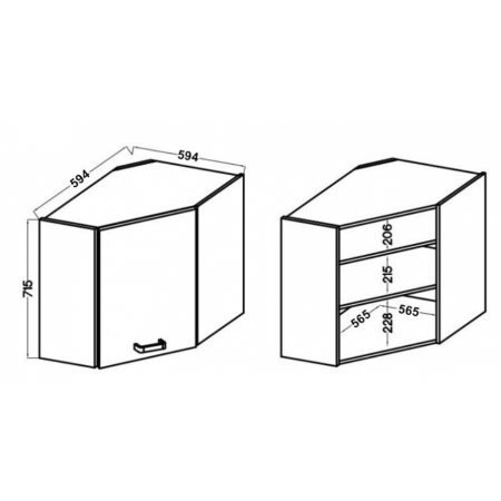 Szafka narożna górna 60 cm AURO WH/AR 60x60 GN-72 1F 45 antyfinger